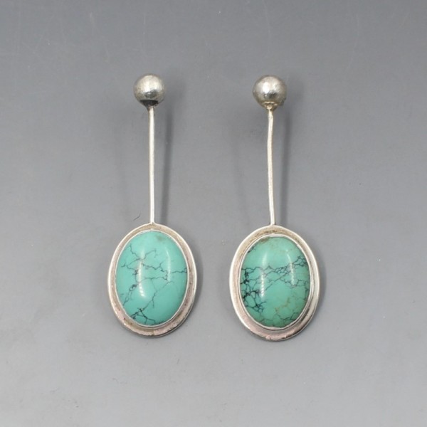 Turquoise and silver earrings on sale